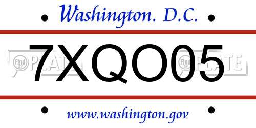 7XQO05 District Of Columbia License Plate