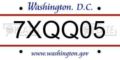 7XQQ05 District Of Columbia License Plate