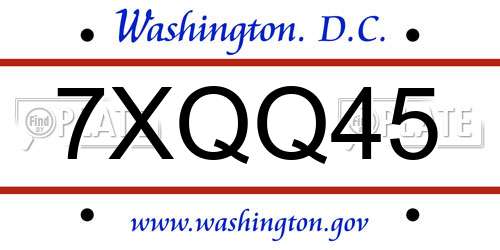 7XQQ45 District Of Columbia License Plate