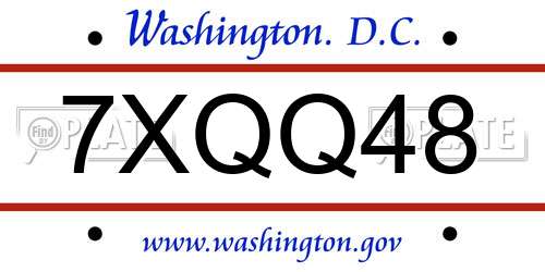 7XQQ48 District Of Columbia License Plate