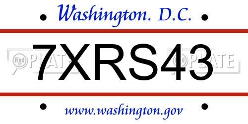 7XRS43 District Of Columbia License Plate