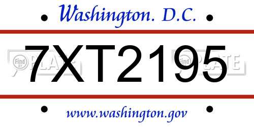 7XT2195 District Of Columbia License Plate