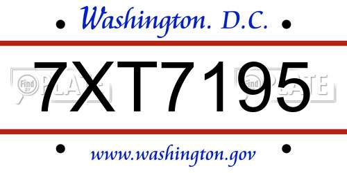 7XT7195 District Of Columbia License Plate