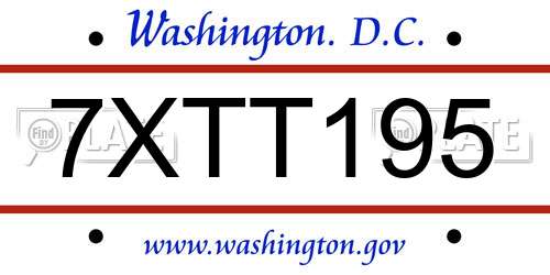 7XTT195 District Of Columbia License Plate