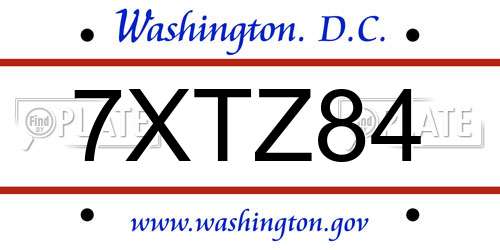 7XTZ84 District Of Columbia License Plate