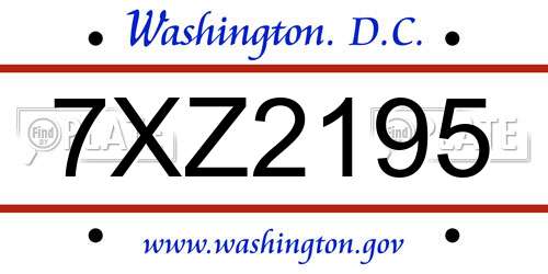 7XZ2195 District Of Columbia License Plate