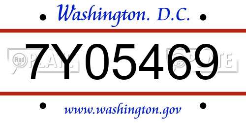 7Y05469 District Of Columbia License Plate