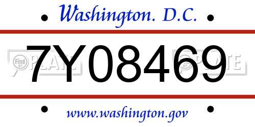 7Y08469 District Of Columbia License Plate