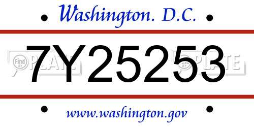 7Y25253 District Of Columbia License Plate