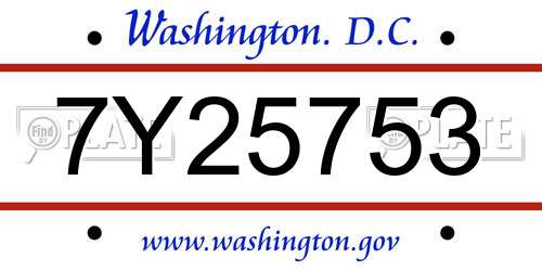 7Y25753 District Of Columbia License Plate