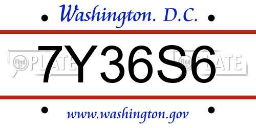 7Y36S6 District Of Columbia License Plate
