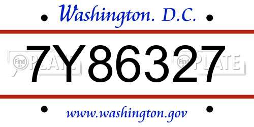 7Y86327 District Of Columbia License Plate
