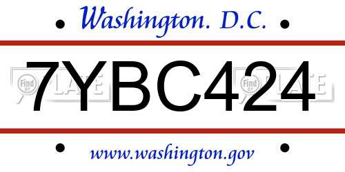 7YBC424 District Of Columbia License Plate