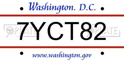 7YCT82 District Of Columbia License Plate