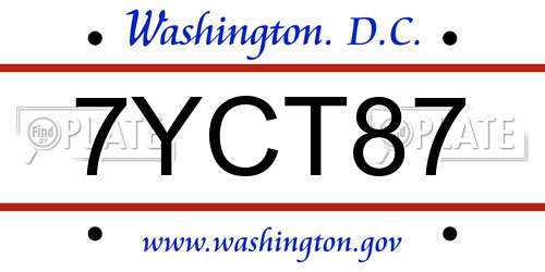 7YCT87 District Of Columbia License Plate