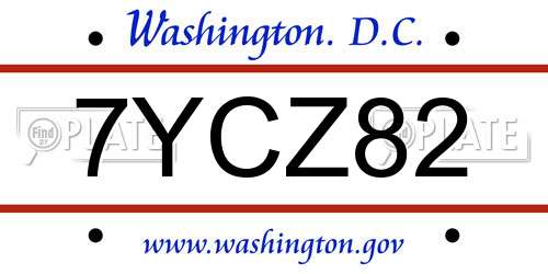 7YCZ82 District Of Columbia License Plate