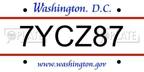 7YCZ87 District Of Columbia License Plate