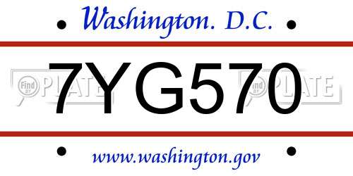 7YG570 District Of Columbia License Plate