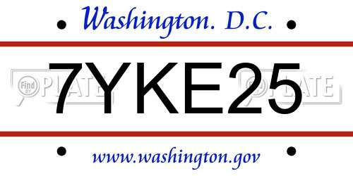 7YKE25 District Of Columbia License Plate