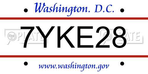 7YKE28 District Of Columbia License Plate