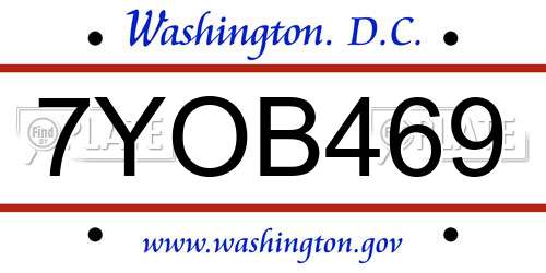 7YOB469 District Of Columbia License Plate
