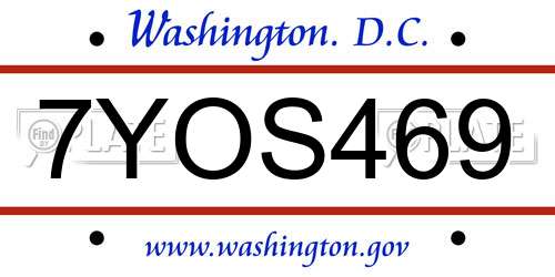 7YOS469 District Of Columbia License Plate