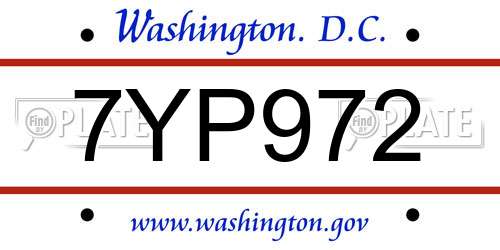 7YP972 District Of Columbia License Plate