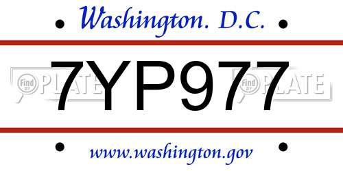 7YP977 District Of Columbia License Plate