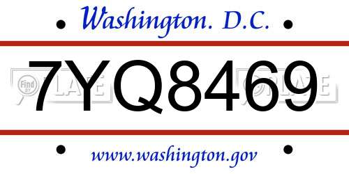 7YQ8469 District Of Columbia License Plate