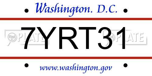 7YRT31 District Of Columbia License Plate