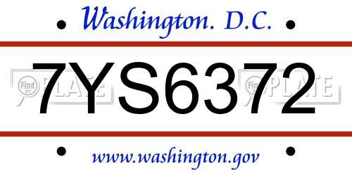 7YS6372 District Of Columbia License Plate