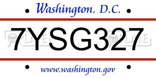 7YSG327 District Of Columbia License Plate