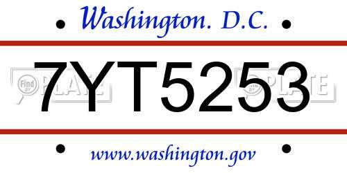 7YT5253 District Of Columbia License Plate