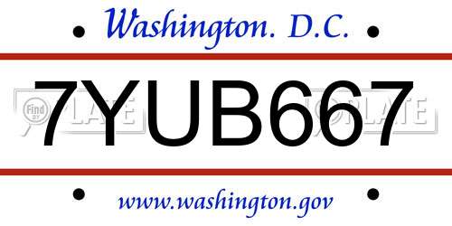 7YUB667 District Of Columbia License Plate