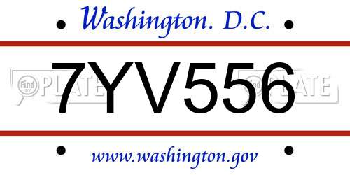 7YV556 District Of Columbia License Plate