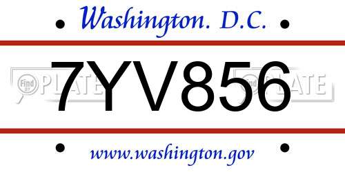 7YV856 District Of Columbia License Plate