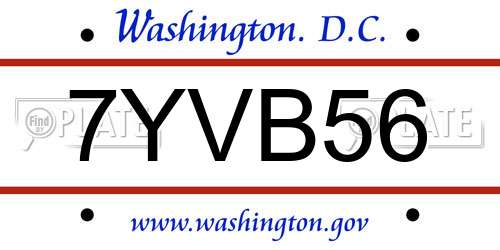 7YVB56 District Of Columbia License Plate