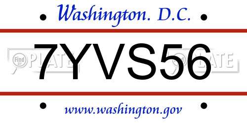 7YVS56 District Of Columbia License Plate