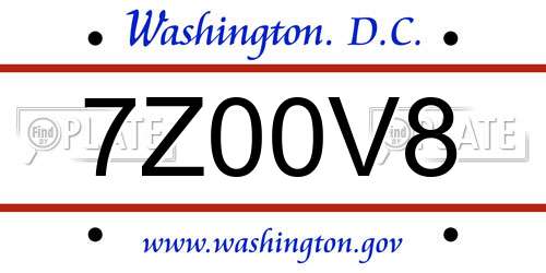7Z00V8 District Of Columbia License Plate