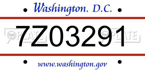 7Z03291 District Of Columbia License Plate