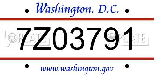 7Z03791 District Of Columbia License Plate