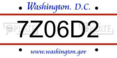 7Z06D2 District Of Columbia License Plate