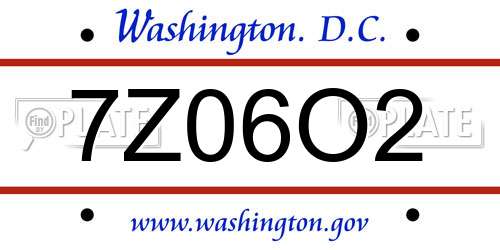 7Z06O2 District Of Columbia License Plate
