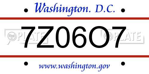 7Z06O7 District Of Columbia License Plate