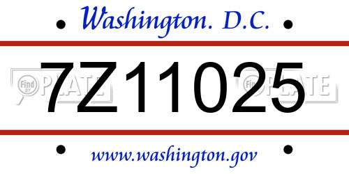 7Z11025 District Of Columbia License Plate