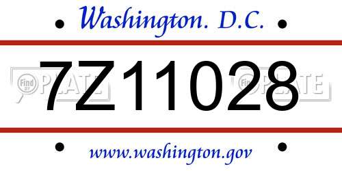 7Z11028 District Of Columbia License Plate
