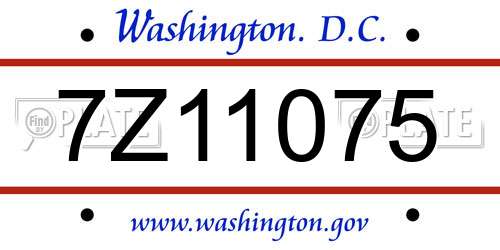 7Z11075 District Of Columbia License Plate
