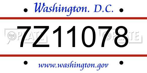 7Z11078 District Of Columbia License Plate