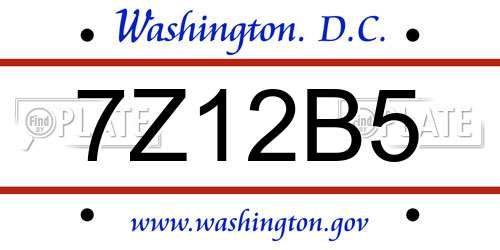 7Z12B5 District Of Columbia License Plate