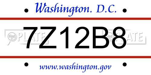 7Z12B8 District Of Columbia License Plate